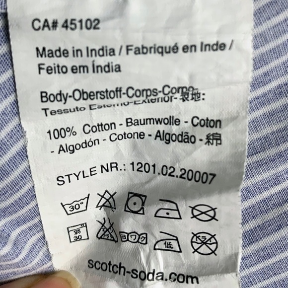 Scotch & Soda Men's Button Down Shirt Blue Stripe Tab Sleeve Cotton size L - Picture 11 of 11